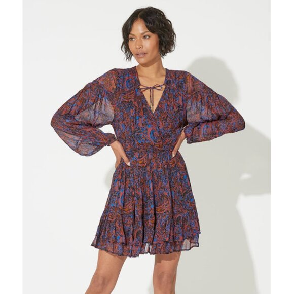 CLEOBELLA Nisha Mini Dress Paisley Lightweight Viscose Chiffon Size M - Picture 1 of 9
